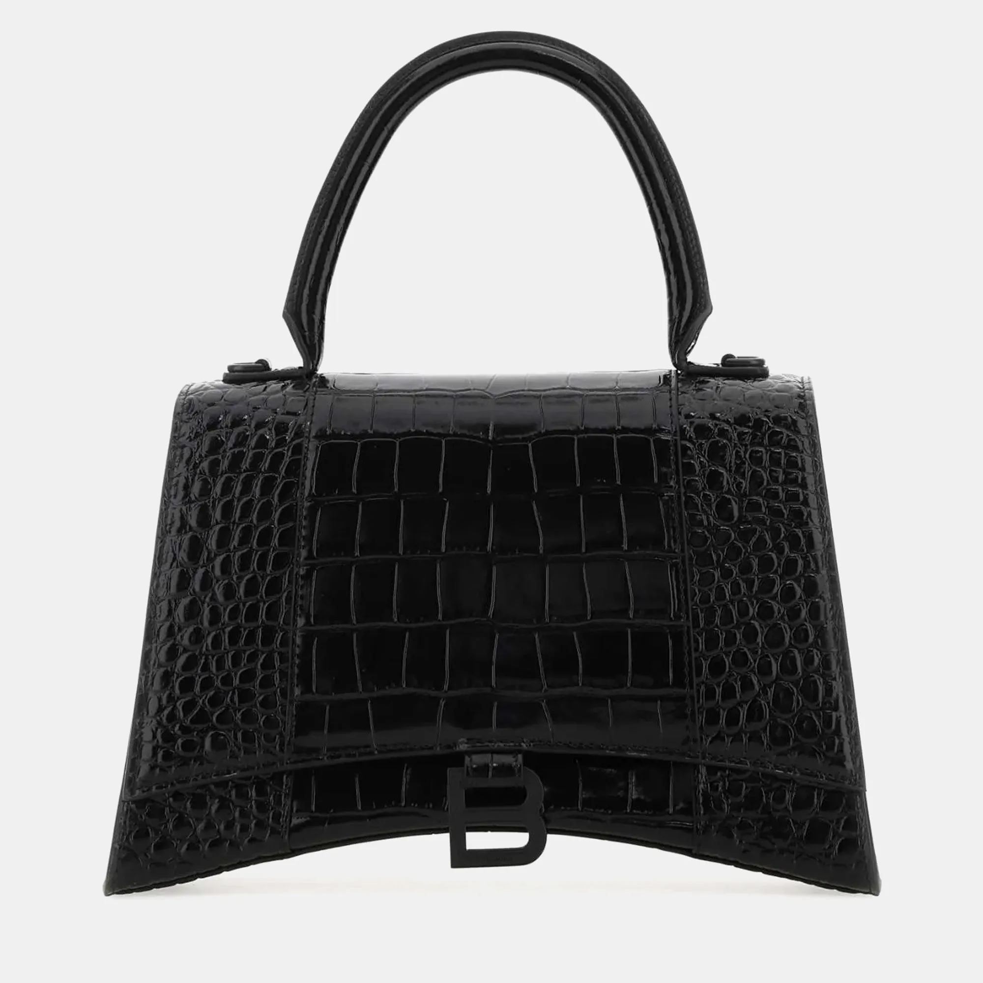 Black Leather Hourglass Handbag