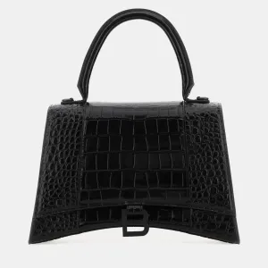 Black Leather Hourglass Handbag