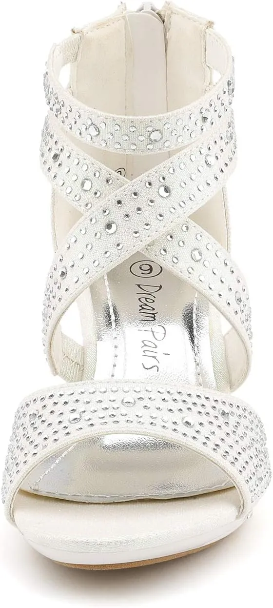 DREAM PAIRS Girls Sandals Low Heel Dress Pump Sandals