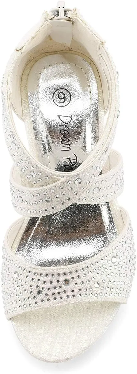 DREAM PAIRS Girls Sandals Low Heel Dress Pump Sandals