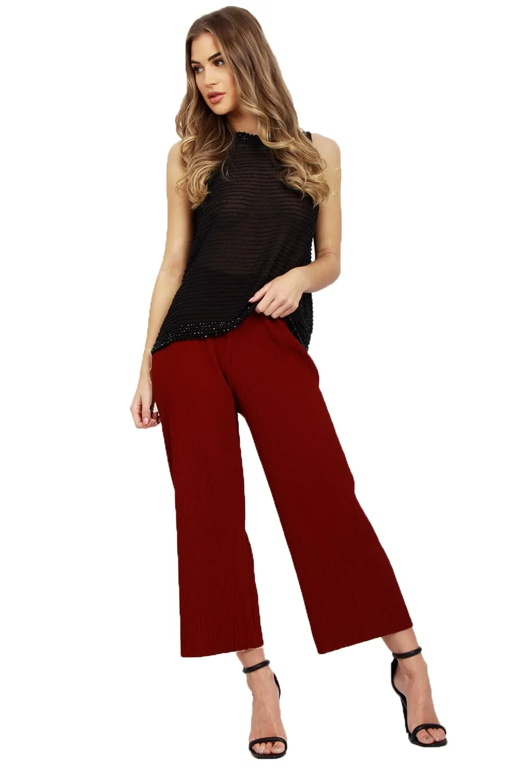 Embellished Beaded Halter Neck Sleeveless Top
