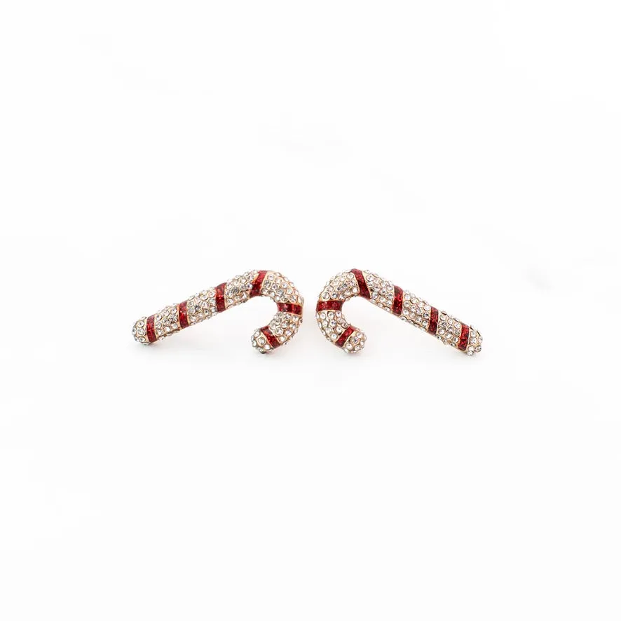 Embellished Candy Cane Earrings