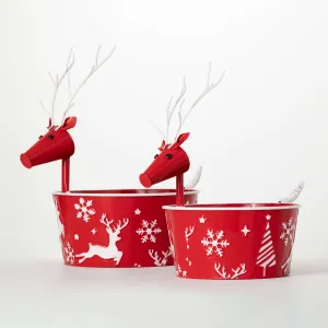 Embellished Red Reindeer Pots