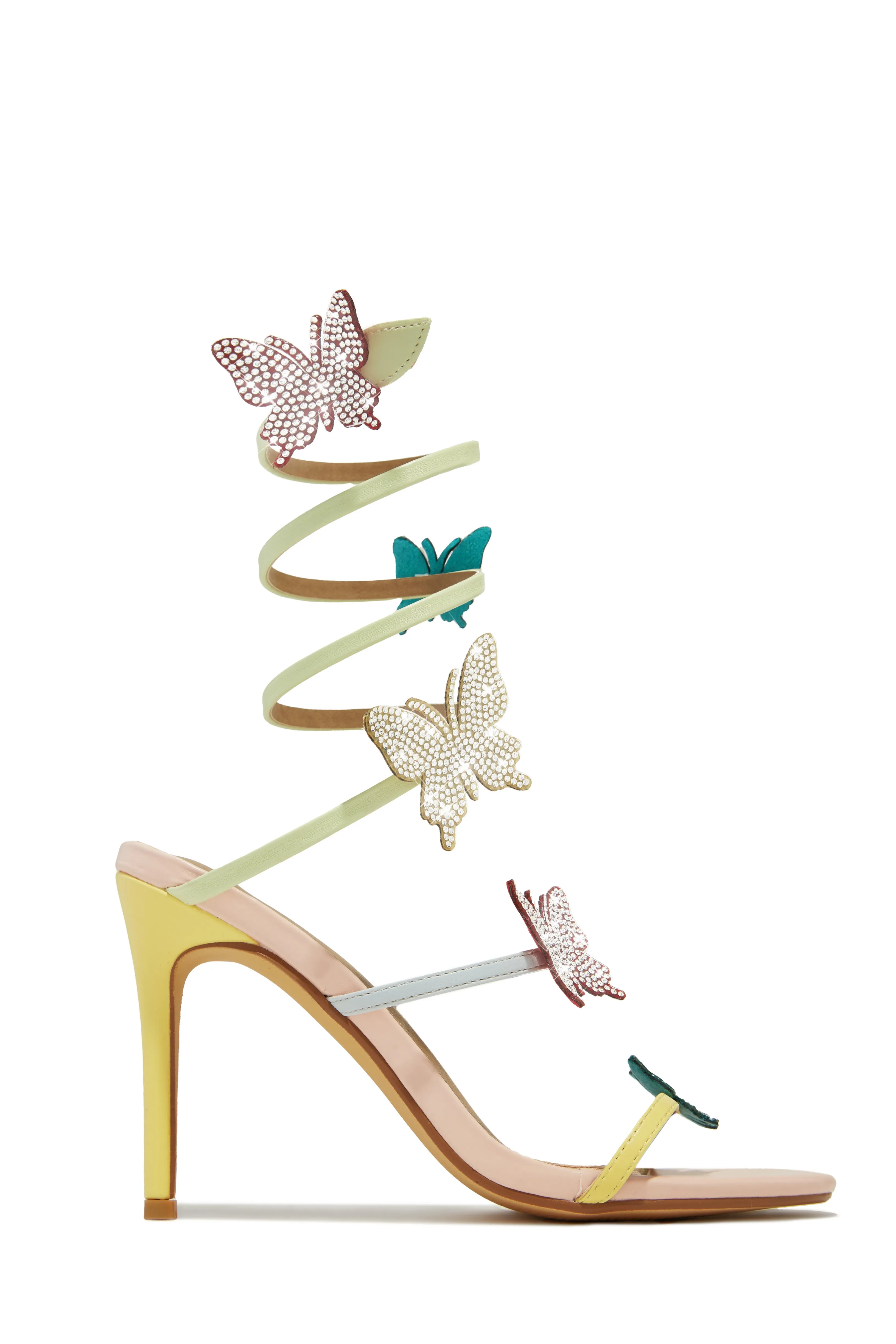 Fantasy Embellished Around The Ankle Coil Heels - Silver