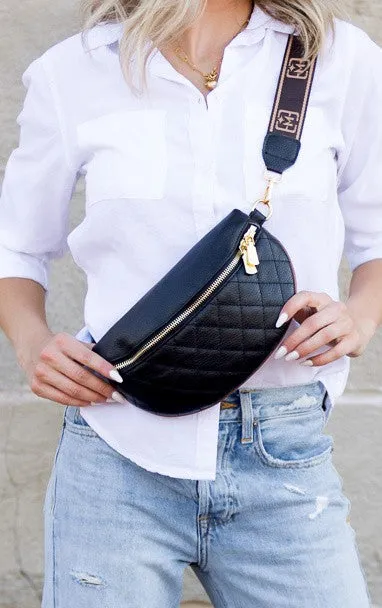 Hallie Quilted Leather Crescent Sling Bag