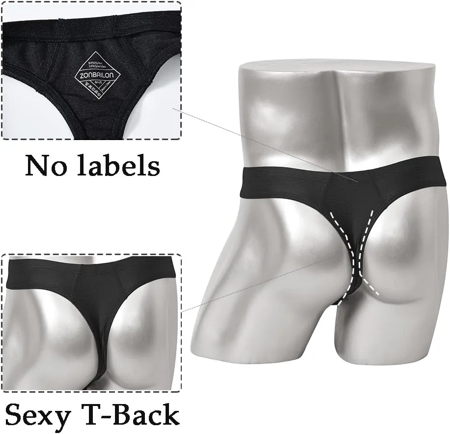 JINSHI Men's Thong Underwear Sexy Ice Silk Glossy G String Male Athletic Thongs T Back For Men Bikini Briefs