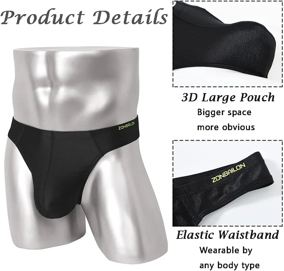 JINSHI Men's Thong Underwear Sexy Ice Silk Glossy G String Male Athletic Thongs T Back For Men Bikini Briefs