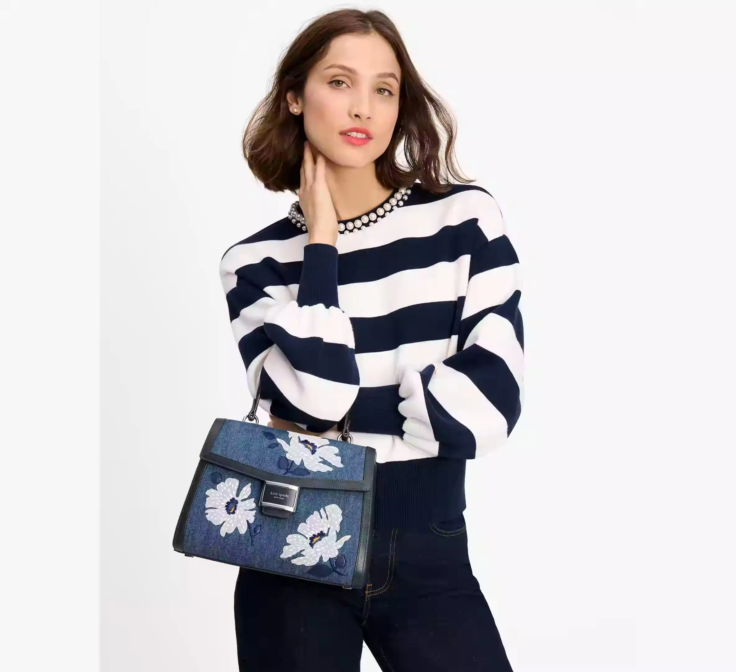 Kate Spade Katy Embellished Denim Medium Top-handle Bag