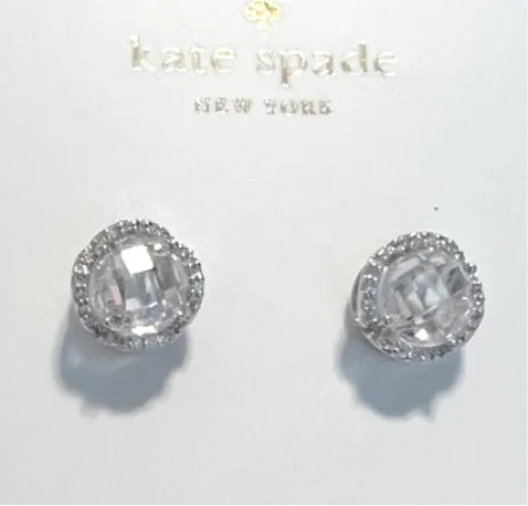 Kate Spade Pave Round Large Stud Earrings in Gold And Clear