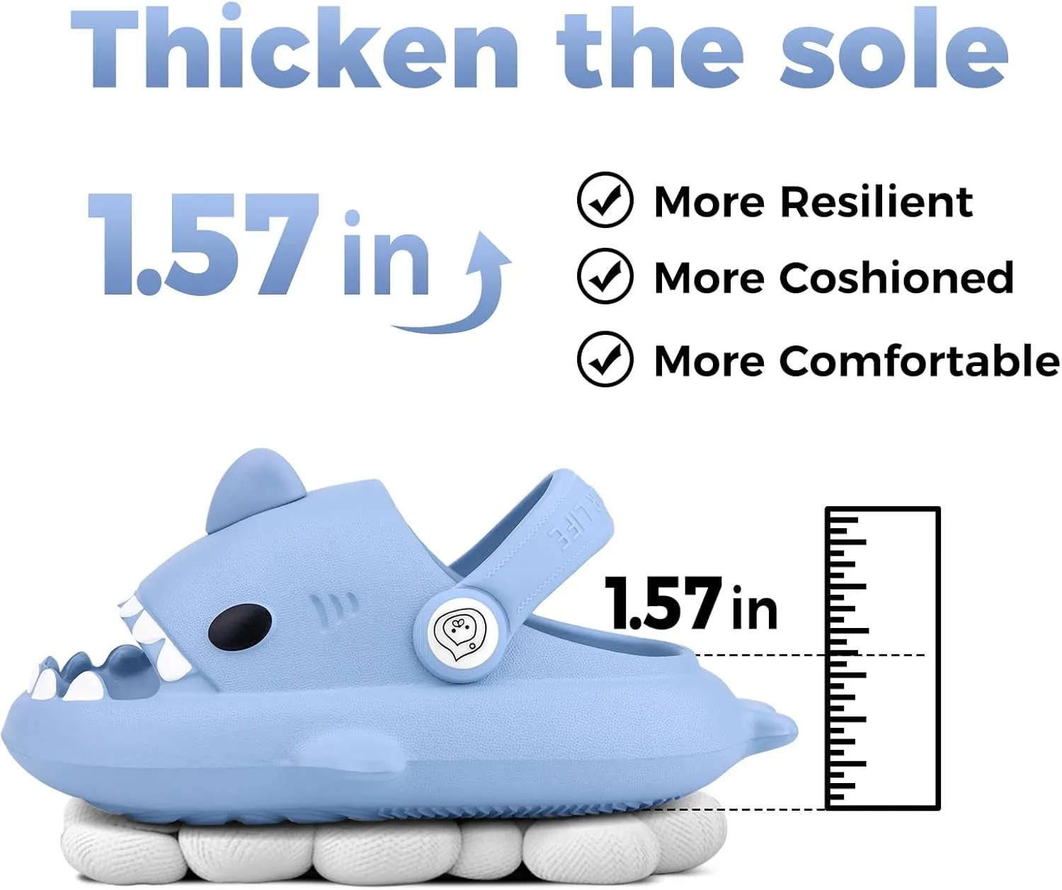 Kids Shark SlidesPillow Shower Sandals Quick Dry SlippersToddler Boys Girls Comfy Cloud SlidesSummer Non-Slip Thick Sole Beach Pool shoes