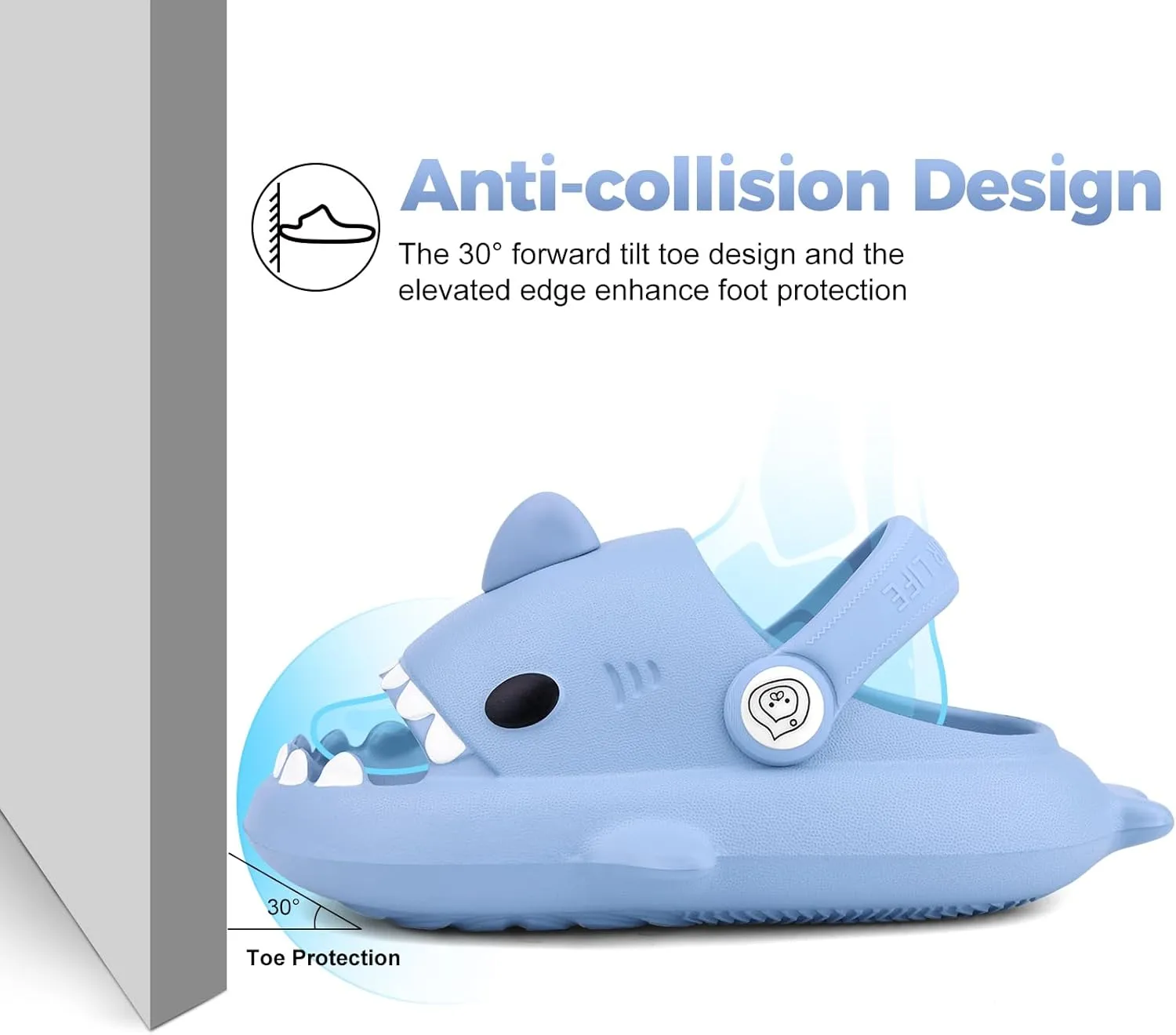 Kids Shark SlidesPillow Shower Sandals Quick Dry SlippersToddler Boys Girls Comfy Cloud SlidesSummer Non-Slip Thick Sole Beach Pool shoes