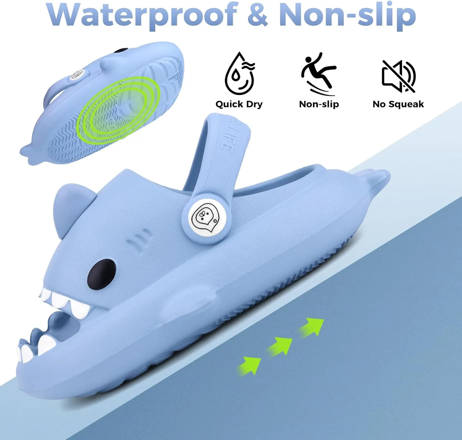 Kids Shark SlidesPillow Shower Sandals Quick Dry SlippersToddler Boys Girls Comfy Cloud SlidesSummer Non-Slip Thick Sole Beach Pool shoes