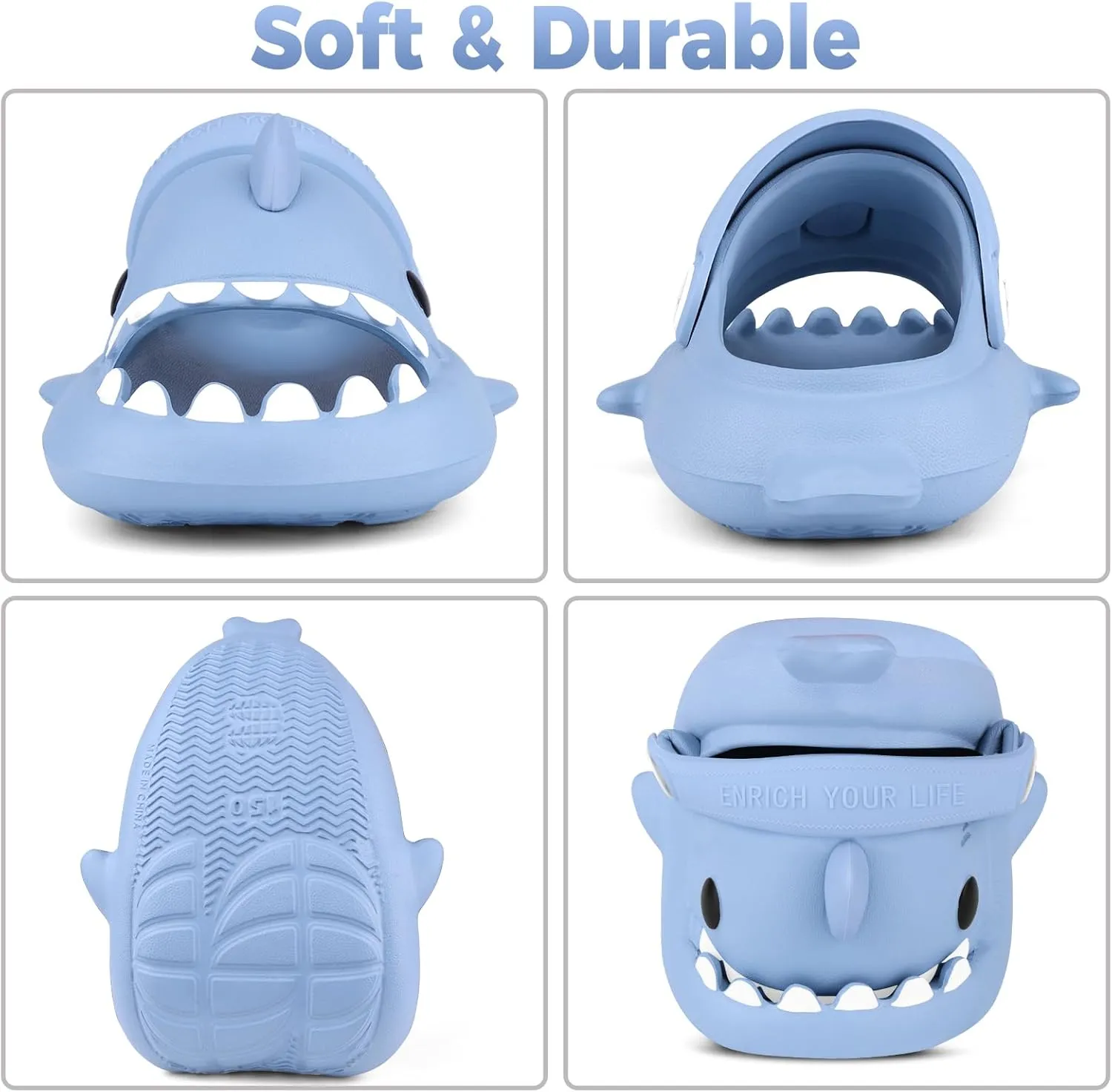Kids Shark SlidesPillow Shower Sandals Quick Dry SlippersToddler Boys Girls Comfy Cloud SlidesSummer Non-Slip Thick Sole Beach Pool shoes