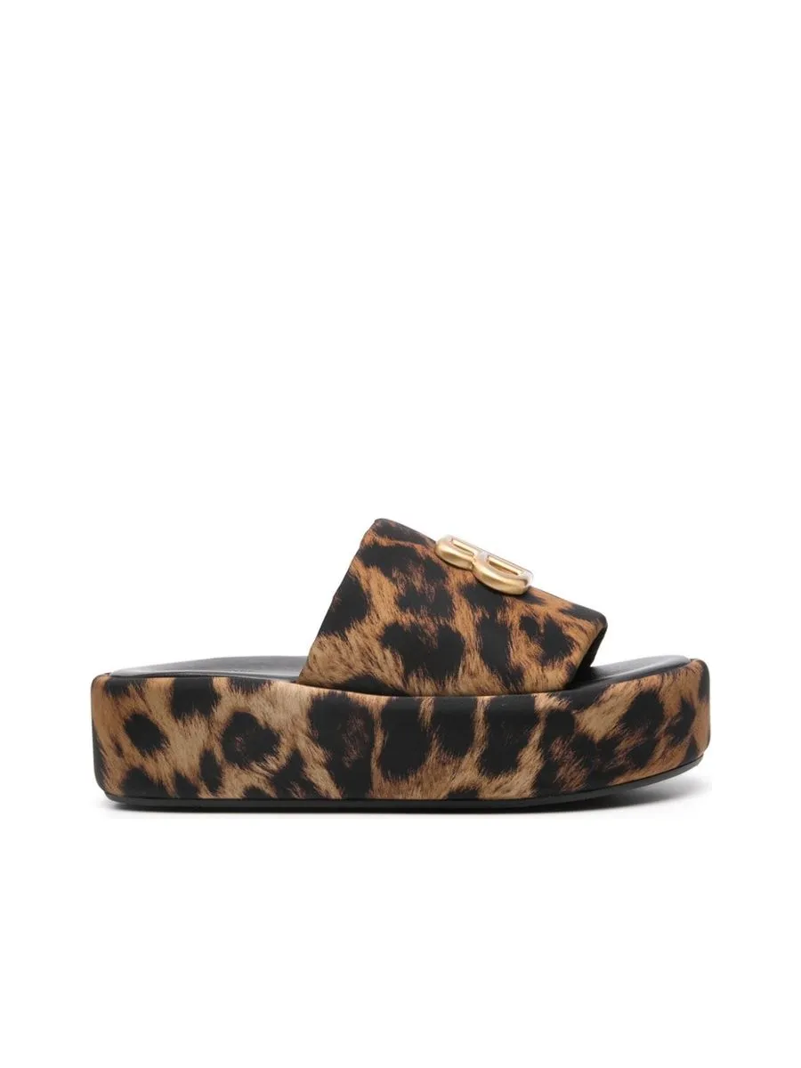 Leopard Print Flatform Sandals