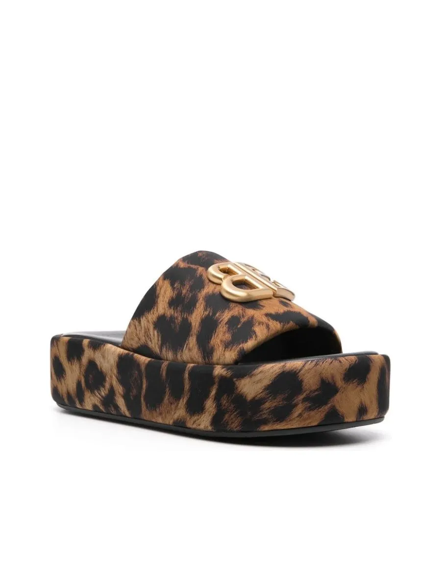 Leopard Print Flatform Sandals