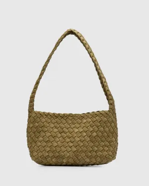 LUCA WOVEN SHOULDER BAG - MOSS CORN LEATHER