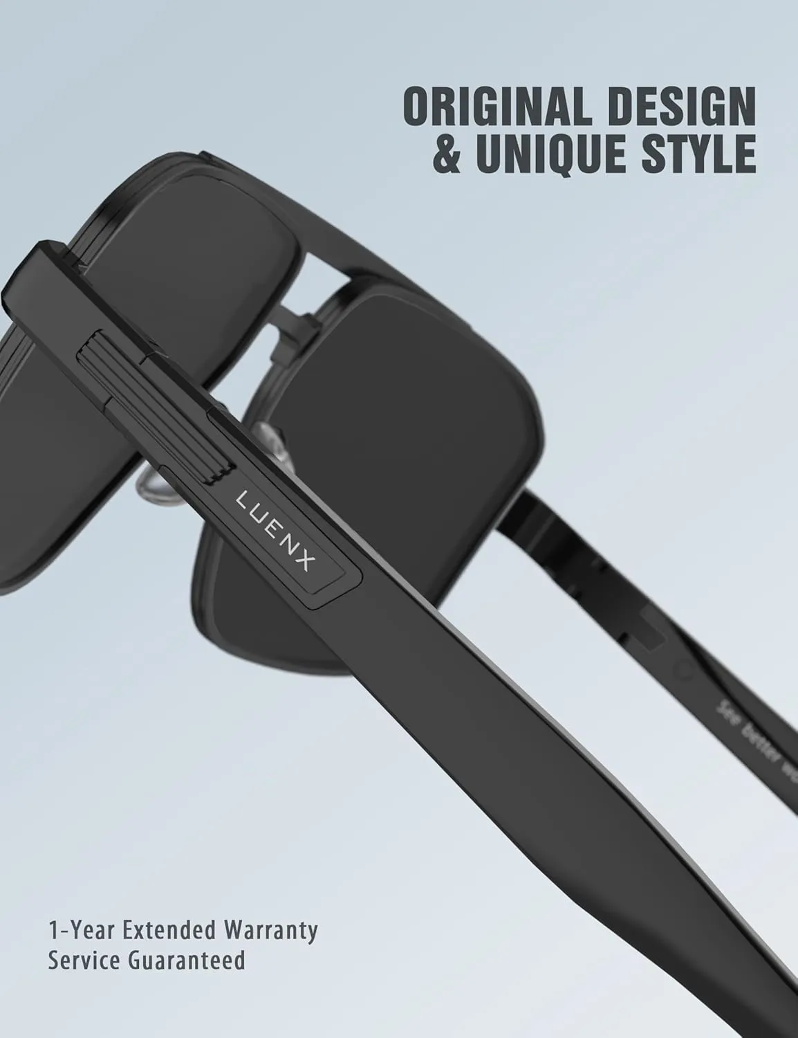 LUENX Aviator Sunglasses for Men Retro Square Polarized Polygon Shades UV 400 Protection