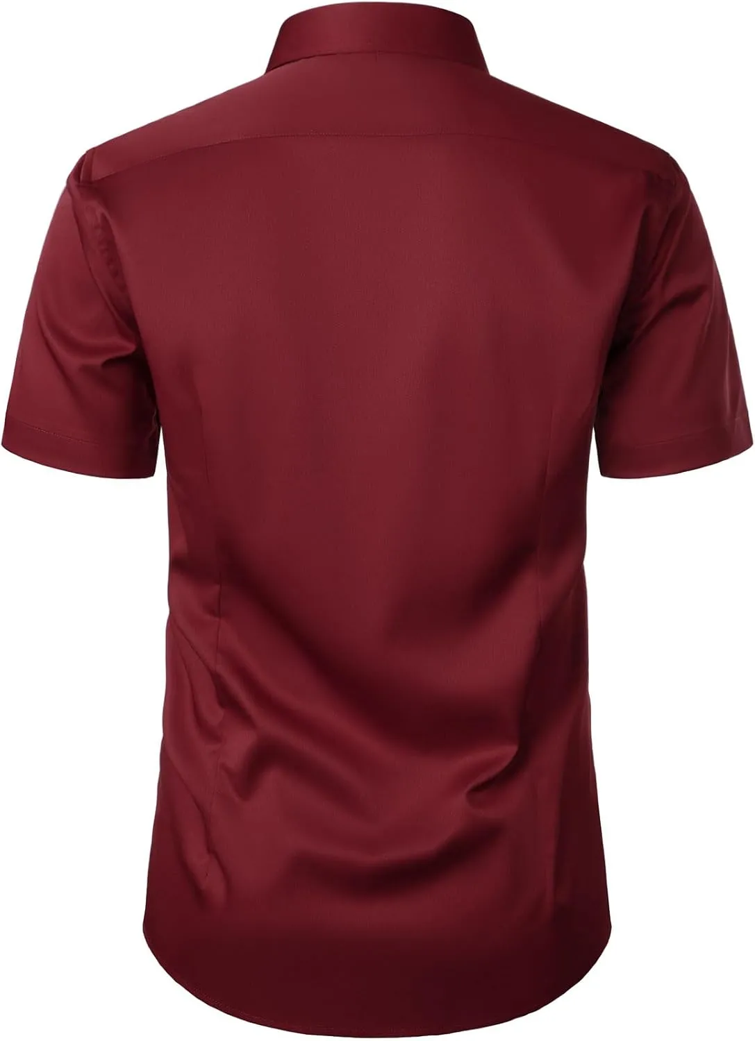 Men's Stretch Wrinkle Free Dress Shirts Formal Wedding Prom Short Sleeve Slim Fit Button Down Shirt