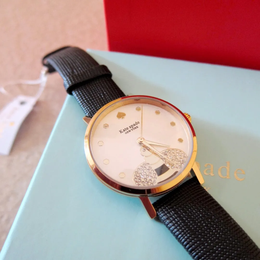 Metro Bee Gold Tone Leather Watch