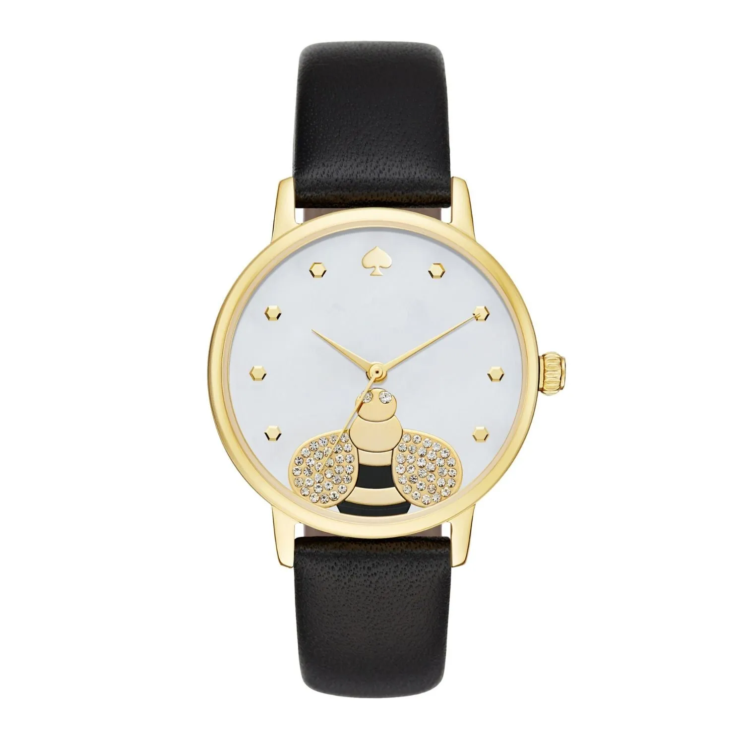 Metro Bee Gold Tone Leather Watch
