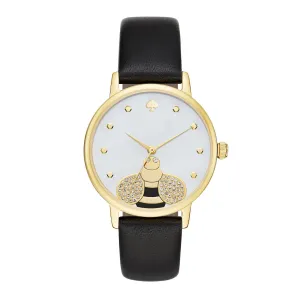 Metro Bee Gold Tone Leather Watch