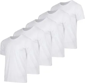 Real Essentials 5 Pack: Men??s V-Neck Dry-Fit Moisture Wicking Active Athletic Tech Performance T-Shirt