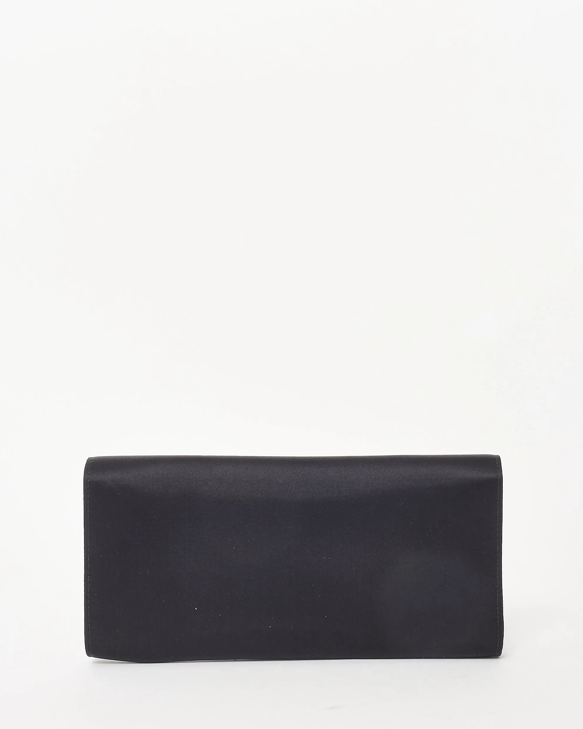 Saint Laurent Black Satin Muse Clutch