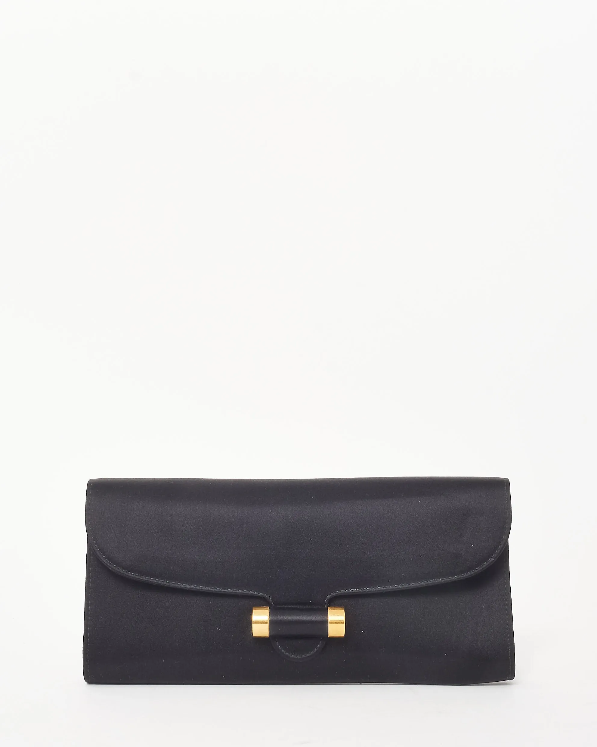 Saint Laurent Black Satin Muse Clutch
