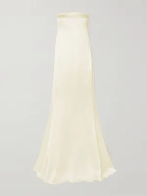 Strapless silk-satin gown