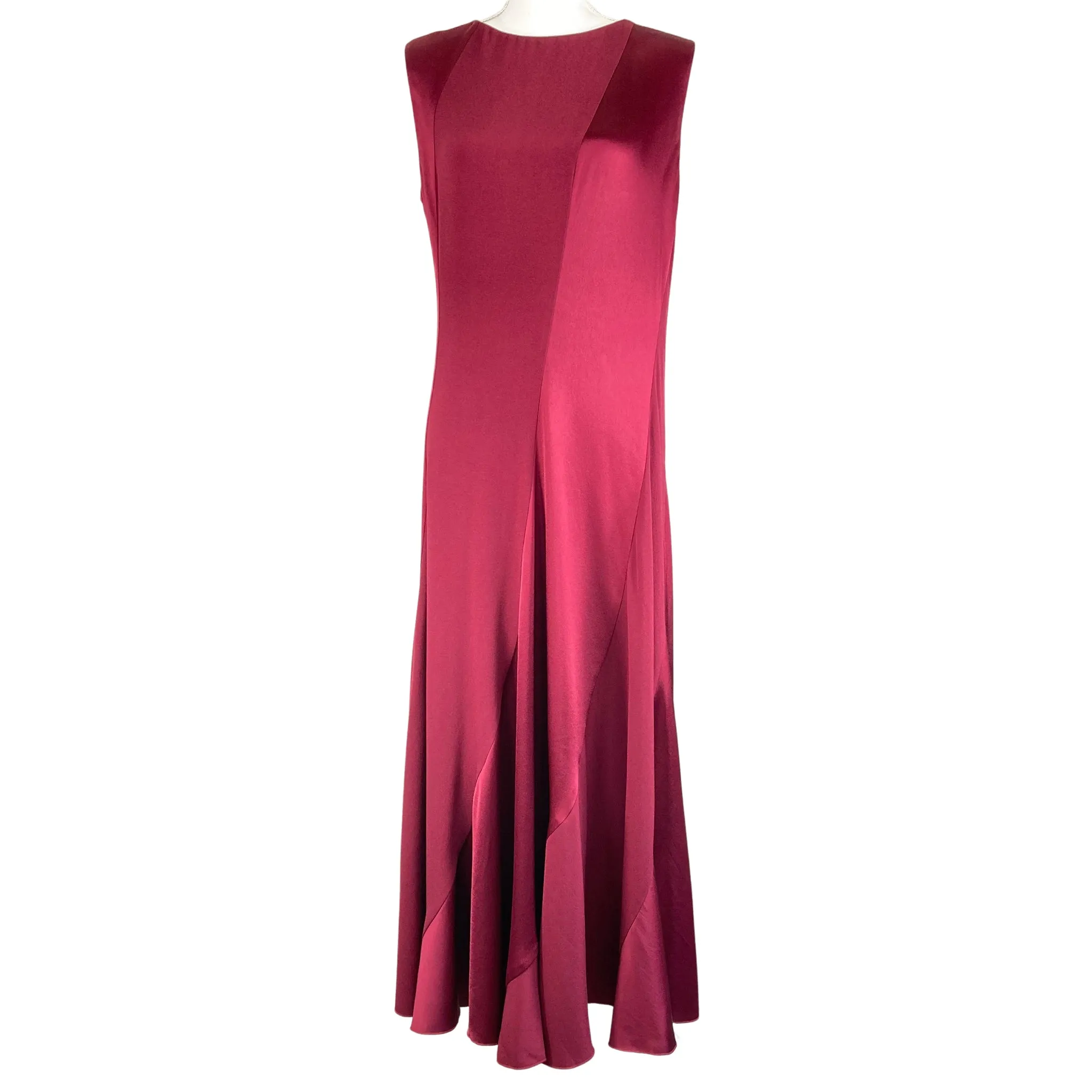 Tory Burch Hailee Sleeveless Midi Dress Imperial Garnet Satin Crepe Dress